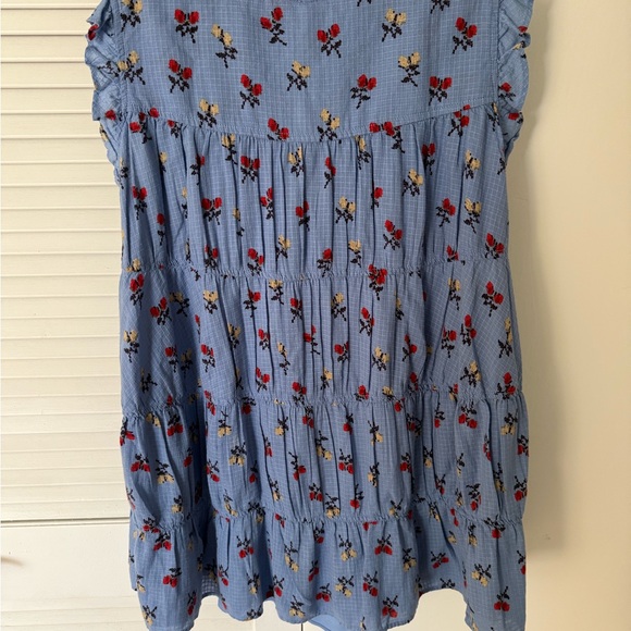 NEW Free People Blue Floral Ruffle Mini Dress - Picture 5 of 5